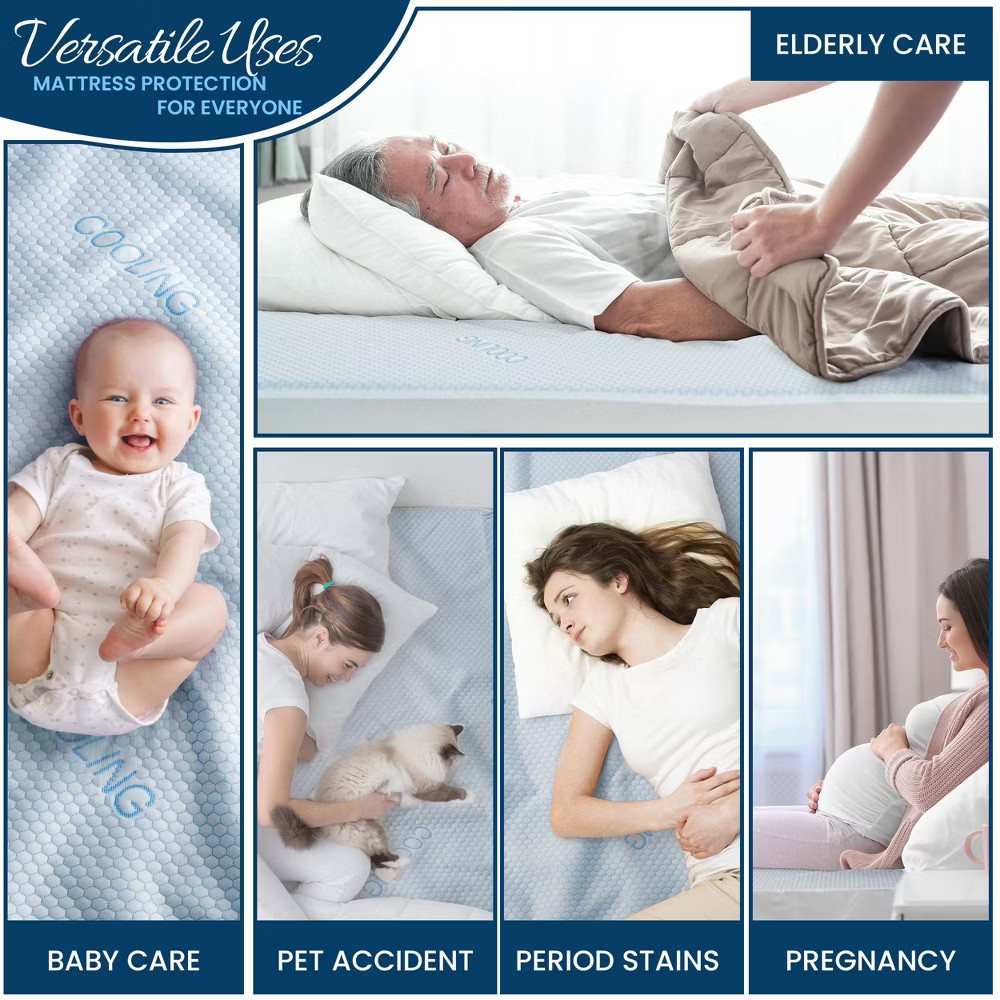 Waterproof Mattress Protector with Cooling Effect Leak Proof & Machine