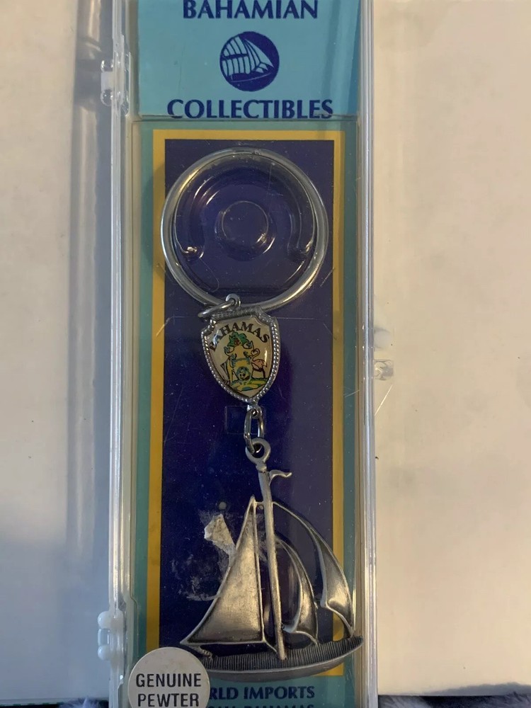 Genuine Pewter Sailboat Bahamain Key Ring