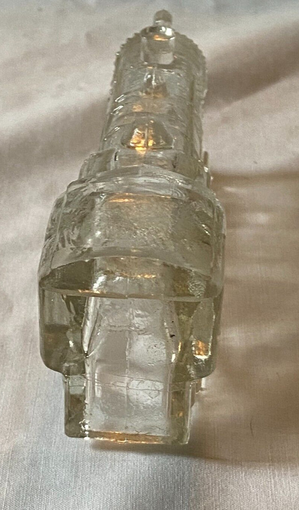 Cute Vintage 40s Clear Glass Train Engine 888 Candy Container