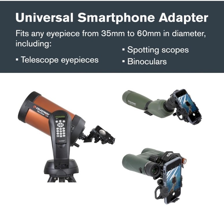 Celestron NexYZ DX Universal Smartphone Adapter w/ Bluetooth Remote – 3-Axis