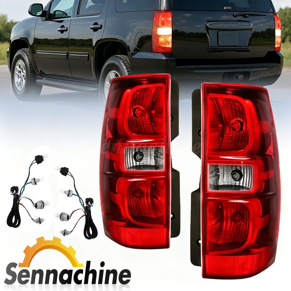 For 2007-2014 Chevy Suburban Tahoe Red Clear Replacement Tail Lights Lamp Pair