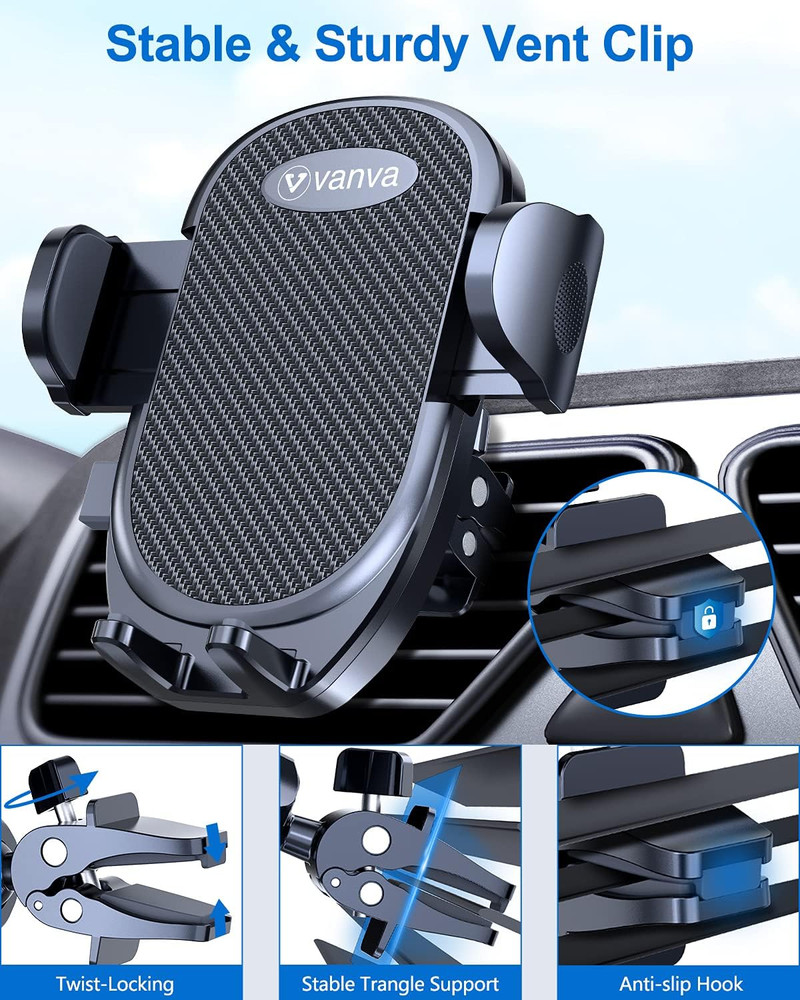 Vanva Universal Air Vent Car Mount, [ Big Phones & Thick Case Friendly ] Cell Ph