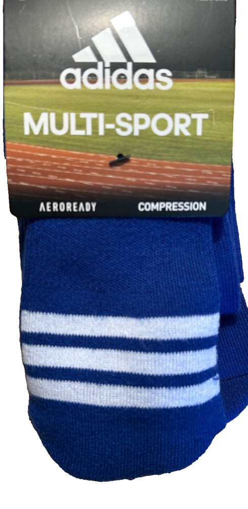 Adidas Large Aeroready Compression Multi Sport Over Calf Socks 2 Pair L Royal
