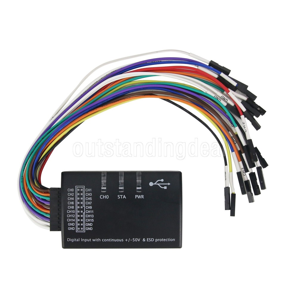 Mini 16 Logic Analyzer USB 100M Max Sample Rate 16CH Support 1.2.10 Software SZ