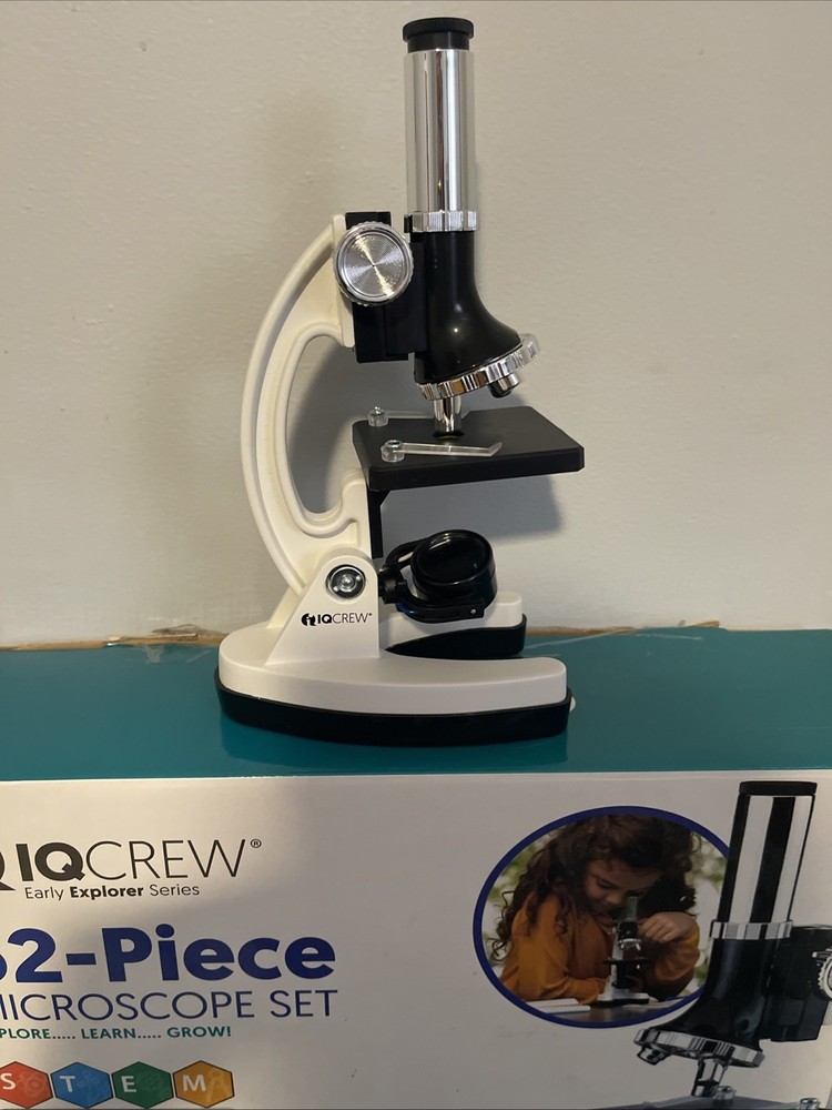 IQCrew 52-Piece Microscope Set with Durable Metal Frameworks for Students