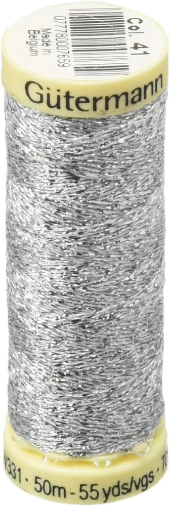 Metallic Effect Nylon/Polyester Thread, 50M/55 Yd, Silver