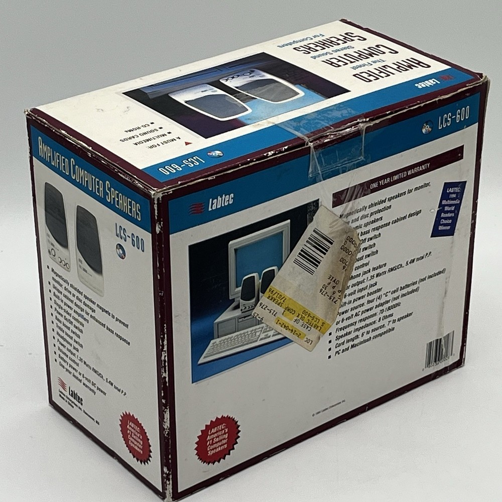 LABTEC LCS-600 PC / Computer Speakers VINTAGE! Tested Works