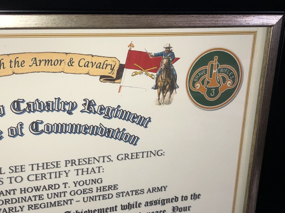 3RD ARMORED CAVALRY REGIMENT / COMMEMORATIVE - CERTIFICATE OF COMMENDATION