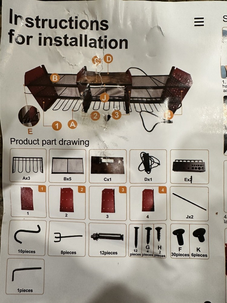 Large Power Tool Organizer Wall Mount with Charging Station Tool Storage Rack