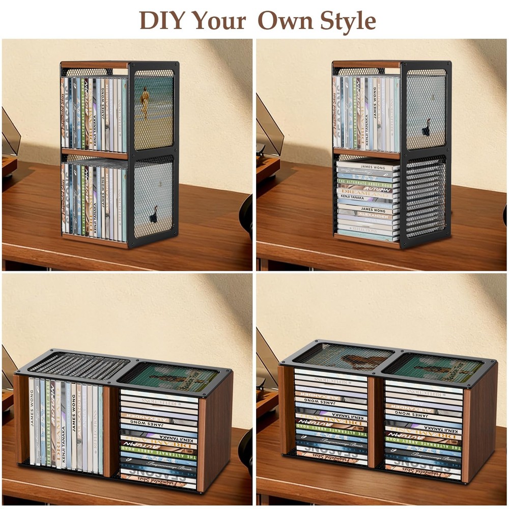 CD Storage Holder,CD Rack Organizer,Wood CD Display,Hold 32 Cases,CD Display ...