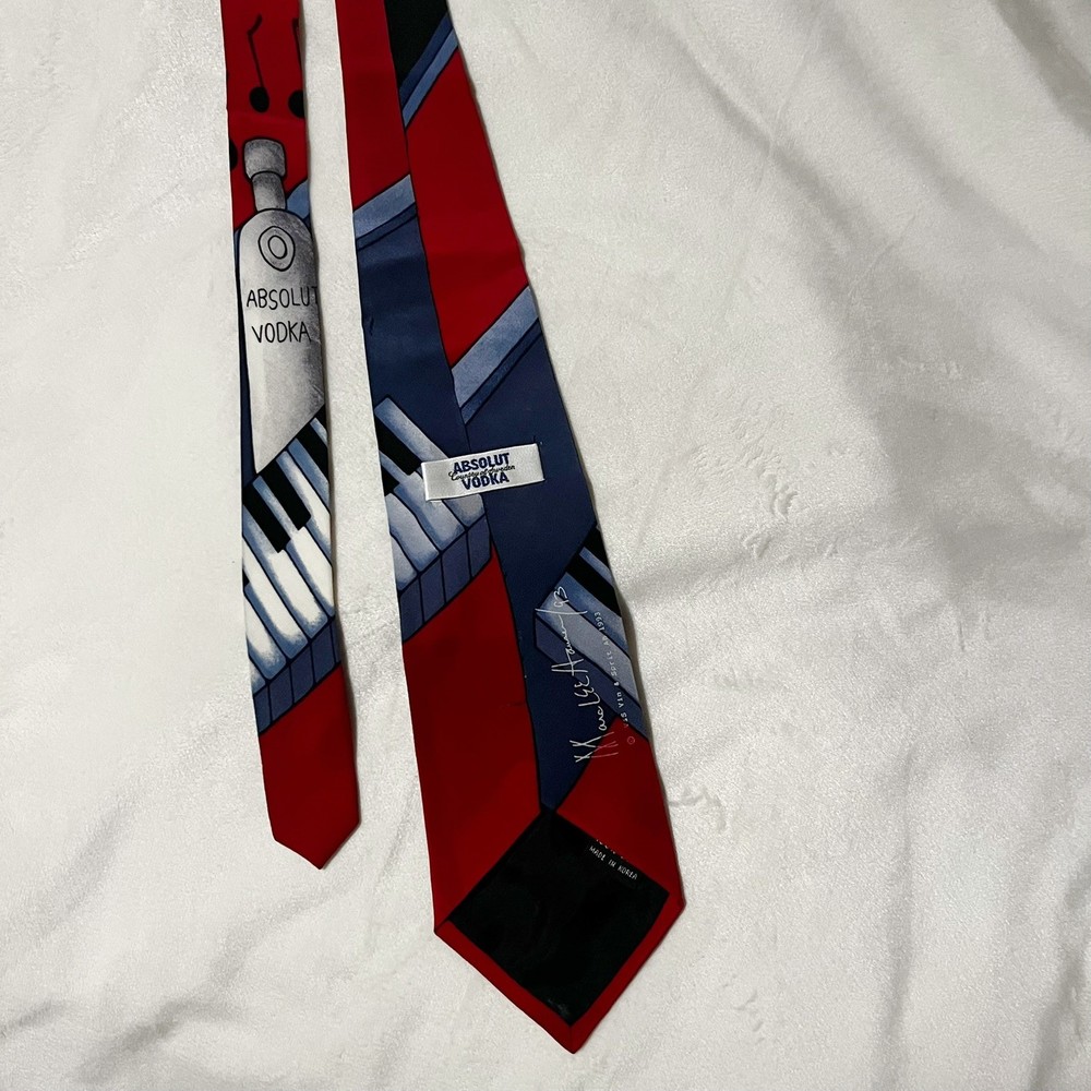Absolut Vodka Silk Tie Rare Marc Lee Hauser Red Blue Unique Bartender