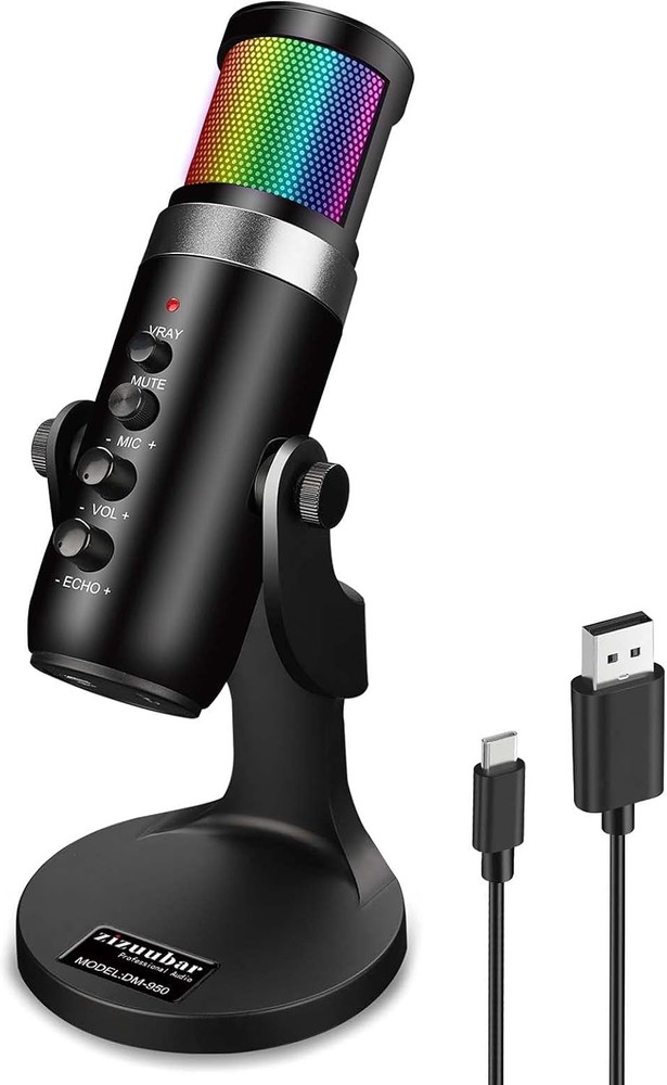 ZiZuuBar USB Microphone Desktop, Podcast Microphone, PC Gaming Mic