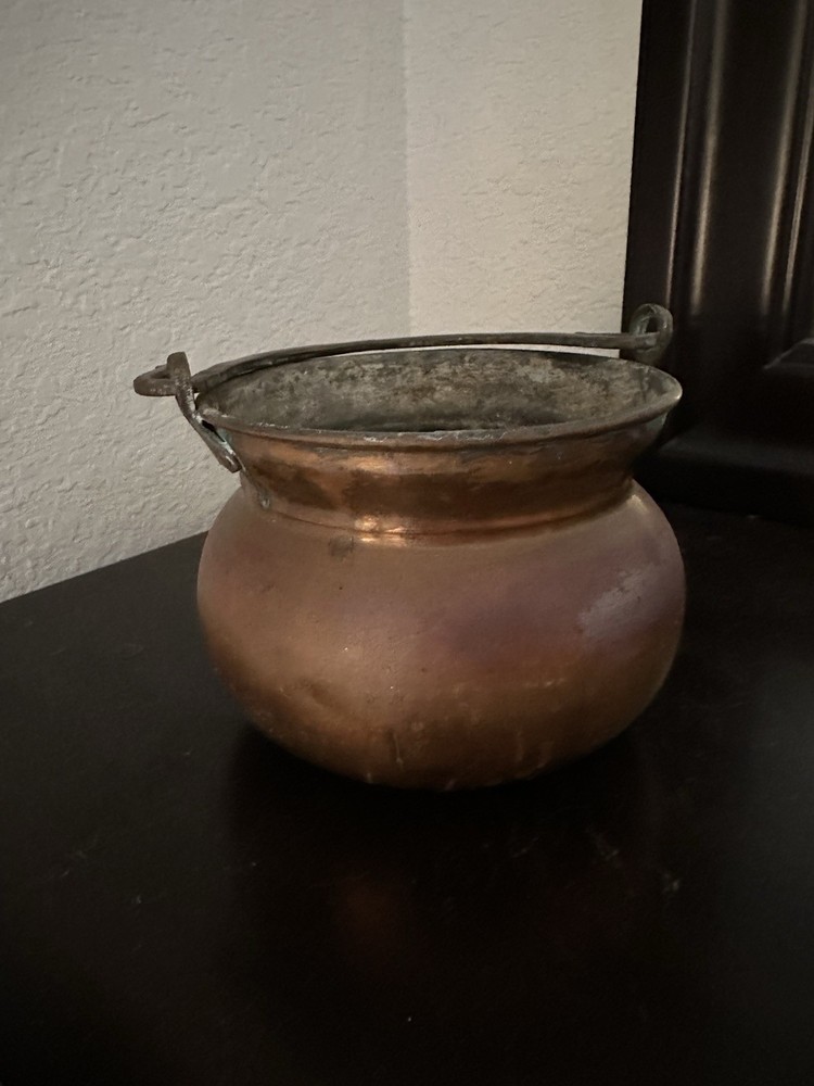 Antique Copper Handled Pot Planter