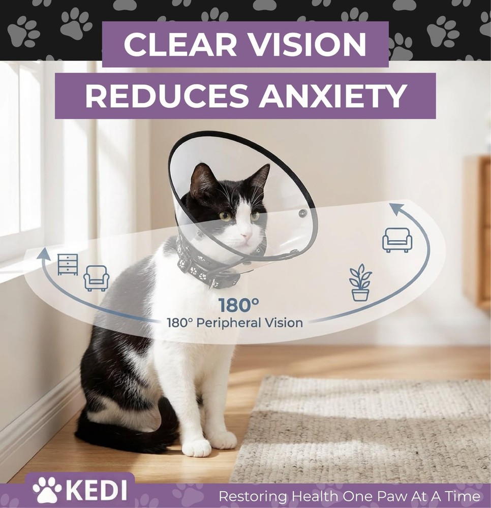 Cat Recovery Cone Collar - Escape-Proof E-Collar to Prevent Licking Medium