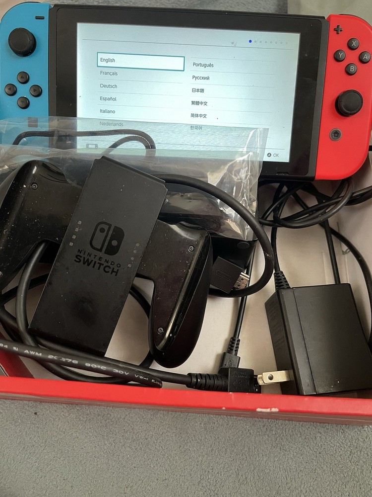 Nintendo Switch Console Neon Red & Blue Joy-Con, Dock, Power Adapter, Box