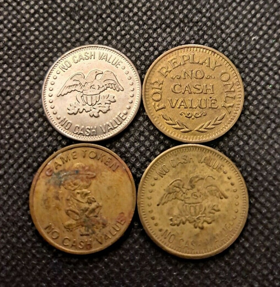 FOUR NO CASH VALUE GAME TOKENS! e2755UXX