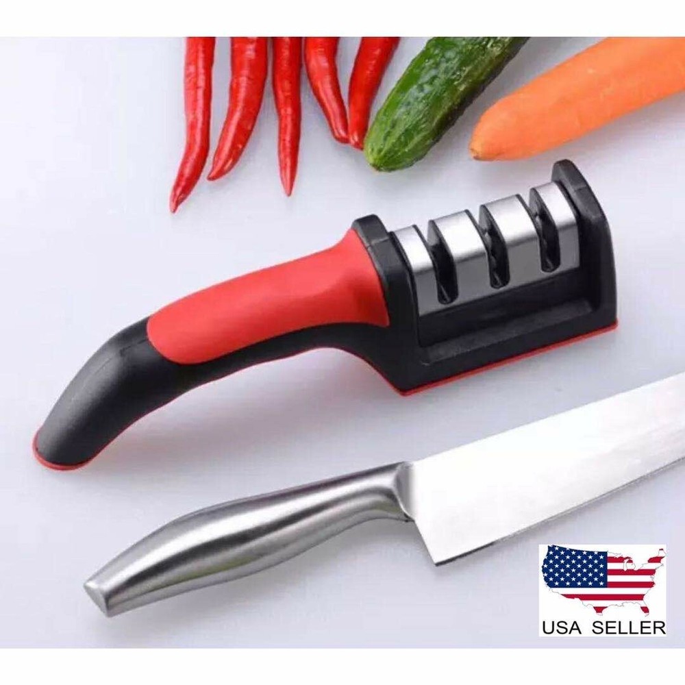 KNIFE SHARPENER PROFESSIONAL Heavy Duty Ceramic Tungsten 3 Step Chef Premium