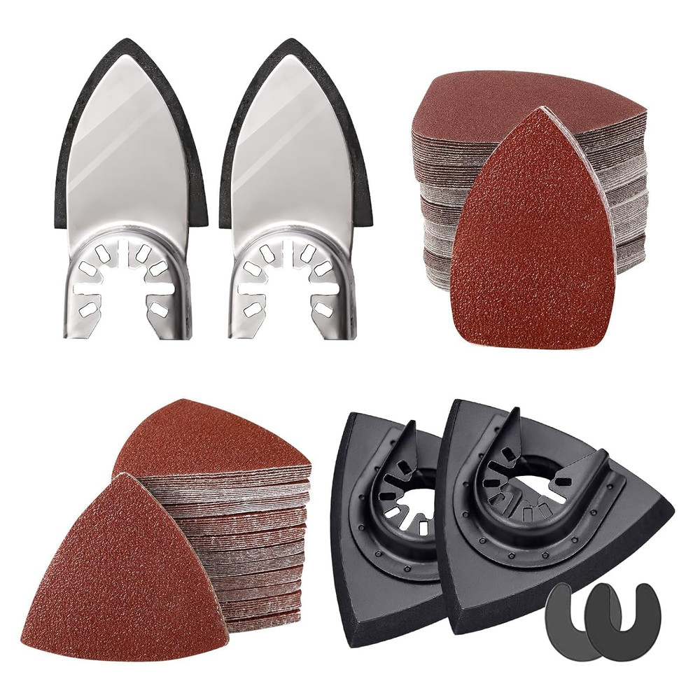 206Pcs Oscillating Tool Detail Sanding Pads Kit, 2Pcs Triangle Sanding Pads, 2Pc