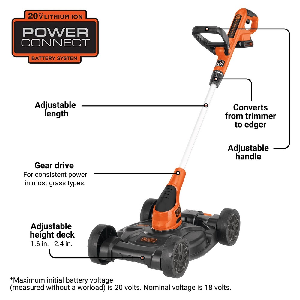 BLACK+DECKER 20V MAX* Lithium 12 Inch 3-In-1 Compact Mower - MTC220