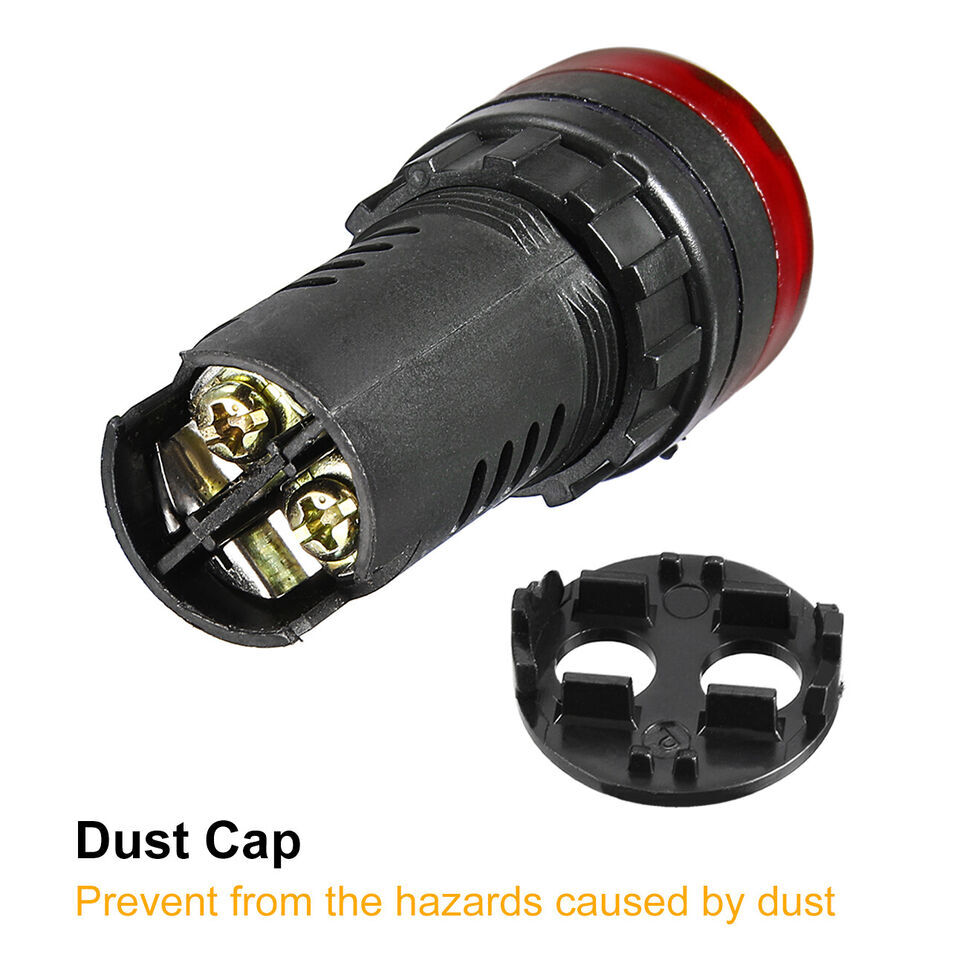 2Pcs Red Indicator Light with Buzzer AC/DC 24V 22mm Panel Mount Flashing Alarm