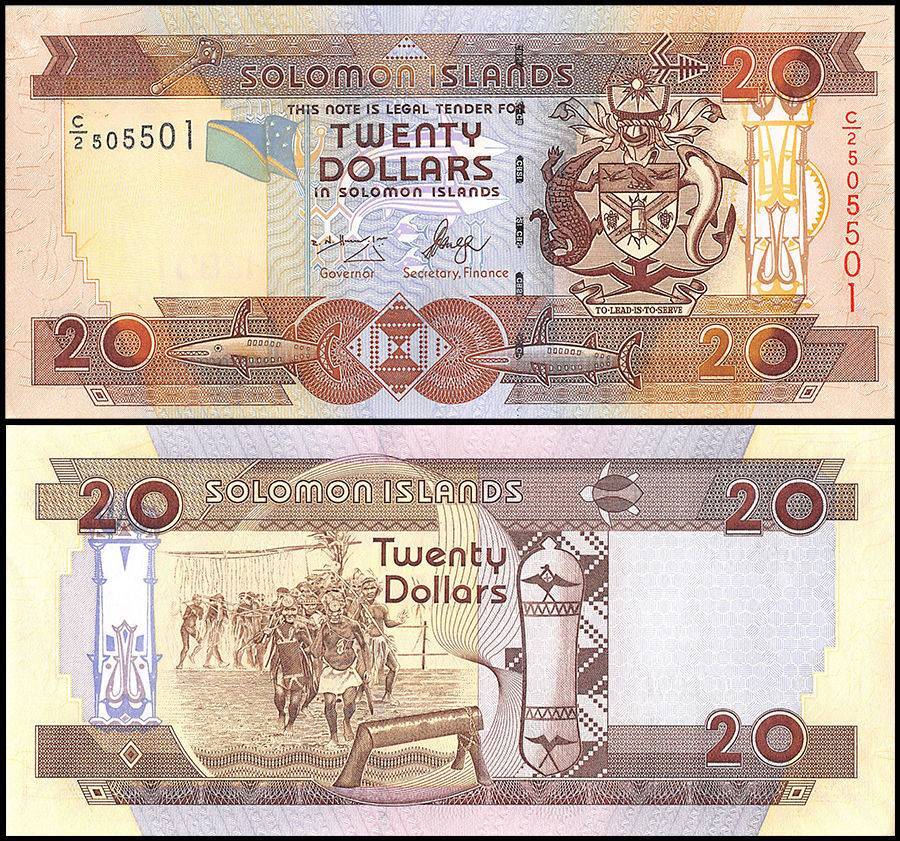 Solomon Islands 20 Dollars, 2004 ND, P-28a.1, UNC