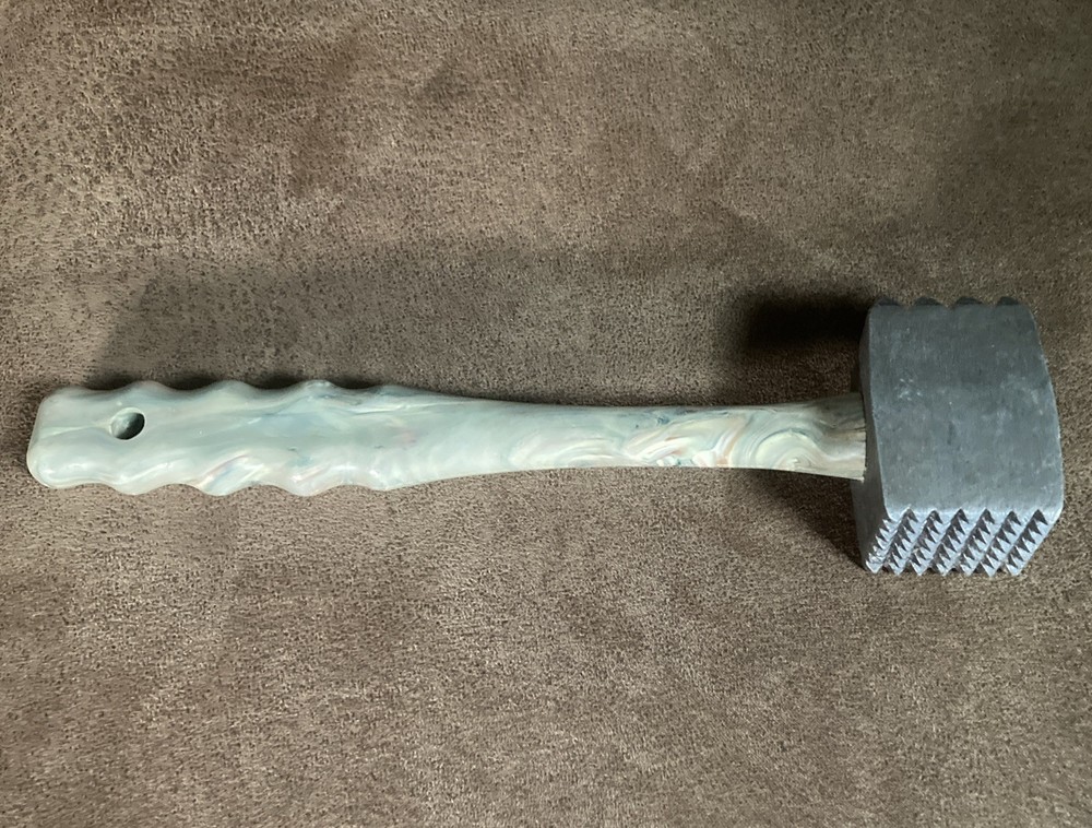 Vintage Melamine Meat Tenderizer Mallet W Marbled Handle