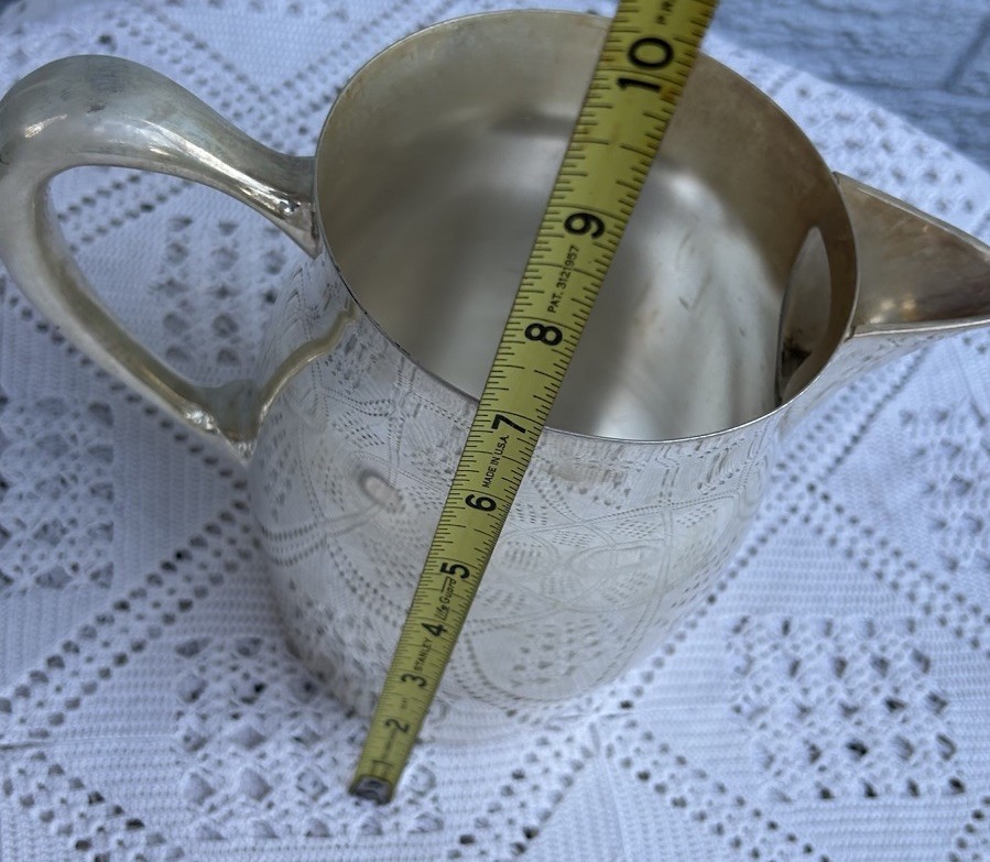 SHERIDAN VINTAGE SILVER PLATE WATER PITCHER, 7”