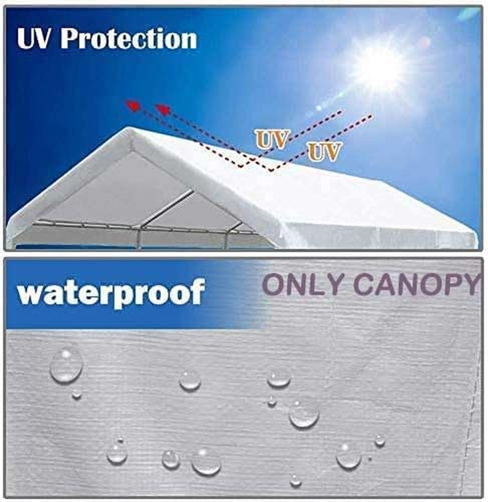 White Carport Replacement Top Cover 10x20ft