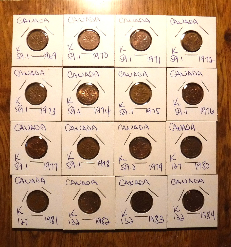 CANADA SMALL CENT COLLECTION 61 COINS 1929 THUR 2007