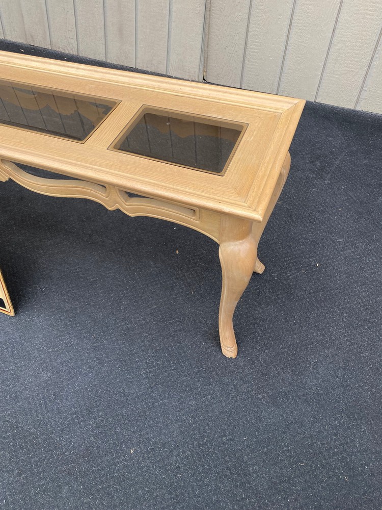 64557 Romantic Shabby Modern Console Hall Table Stand Glass Inserts