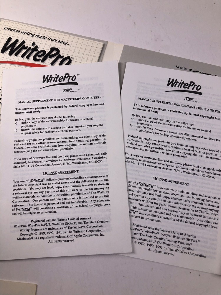 WritePro Creative Writing Lessons Software Disks 1 Through 4 For Mac
