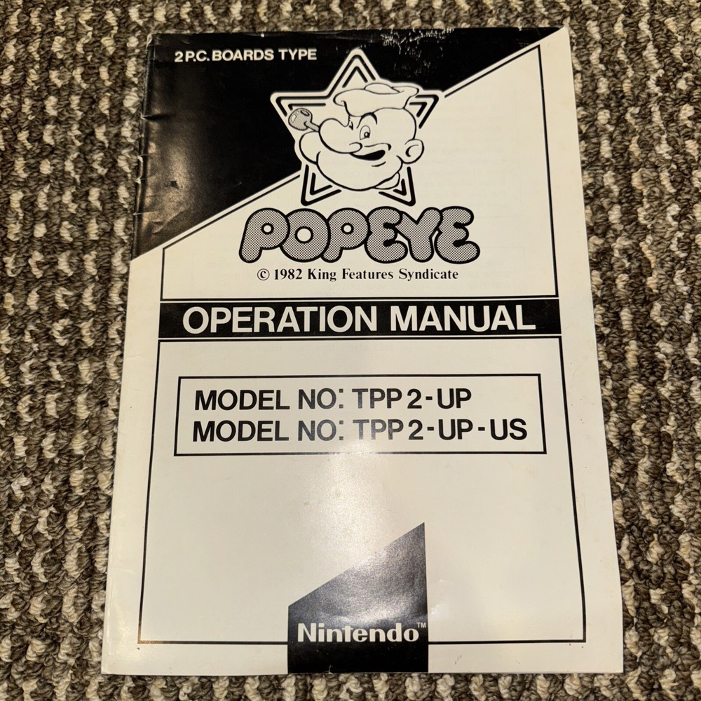 Original 1982 Popeye Nintendo Video Arcade Game Operation Manual & Schematics