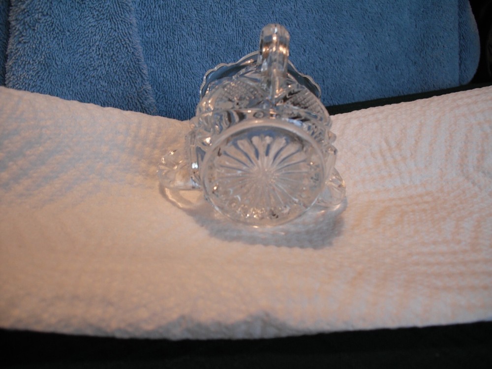 Vintage Clear Glass 3 Handled Sugar -Stars