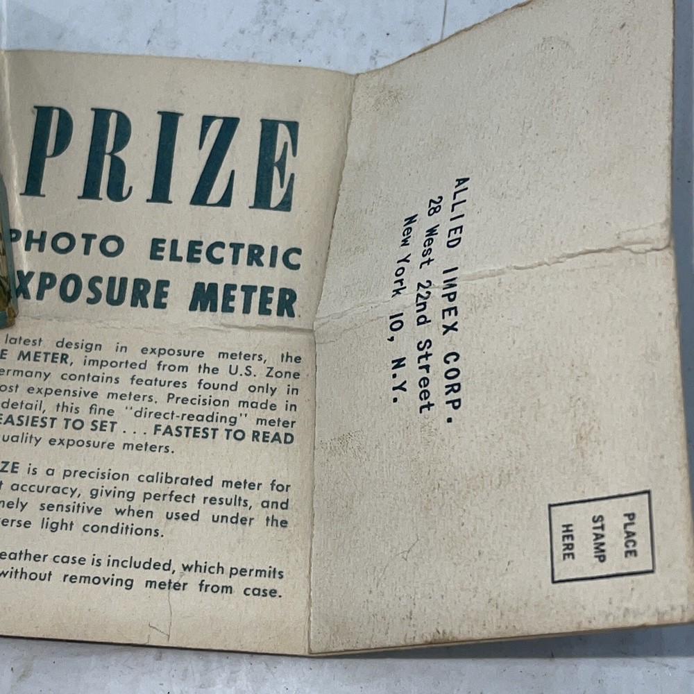 Rare German Prize Light / Exposure Meter - w/ Box & Manual