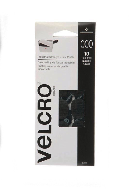 VELCRO Brand Industrial Strength Low Profile Hook & Loop Fasteners, 10 Pack