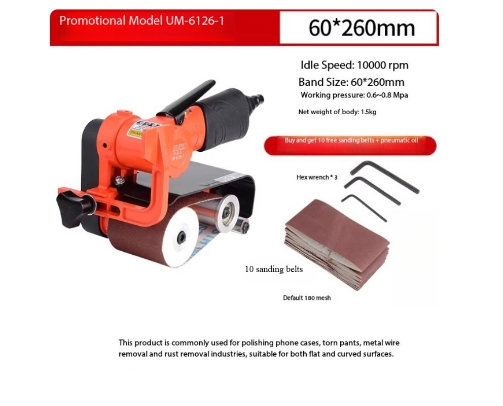 Pneumatic Belt Sander Wire Brush Machine Grinder Compact Handheld Polisher