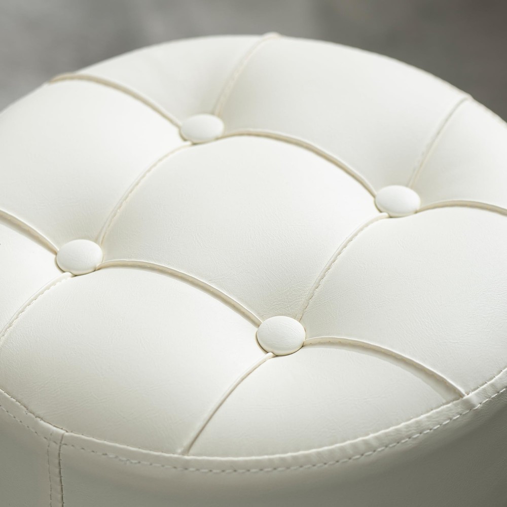 ® Fire-Resistant Adjustable White Vanity Stool, Swivel Vanity Chair for Makeu...