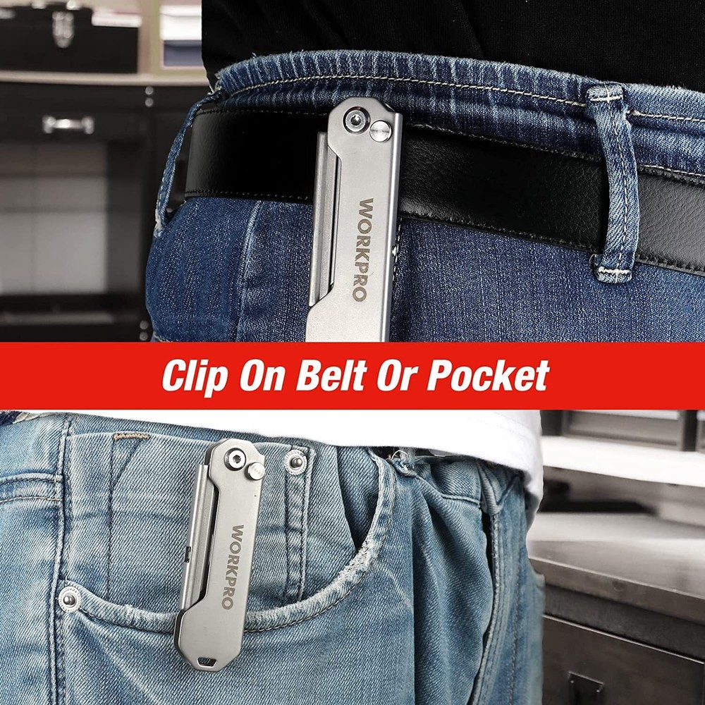 WORKPRO EDC Folding Utility Knife Box Cutter Mini Quick Change Blade Razor Knife