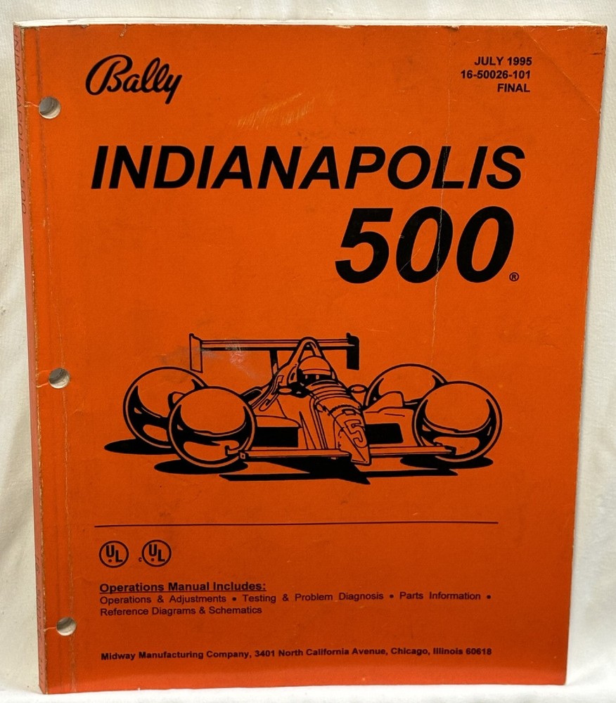 ORIGINAL-BALLY-INDIANAPOLIS 500-OPERATIONS MANUAL