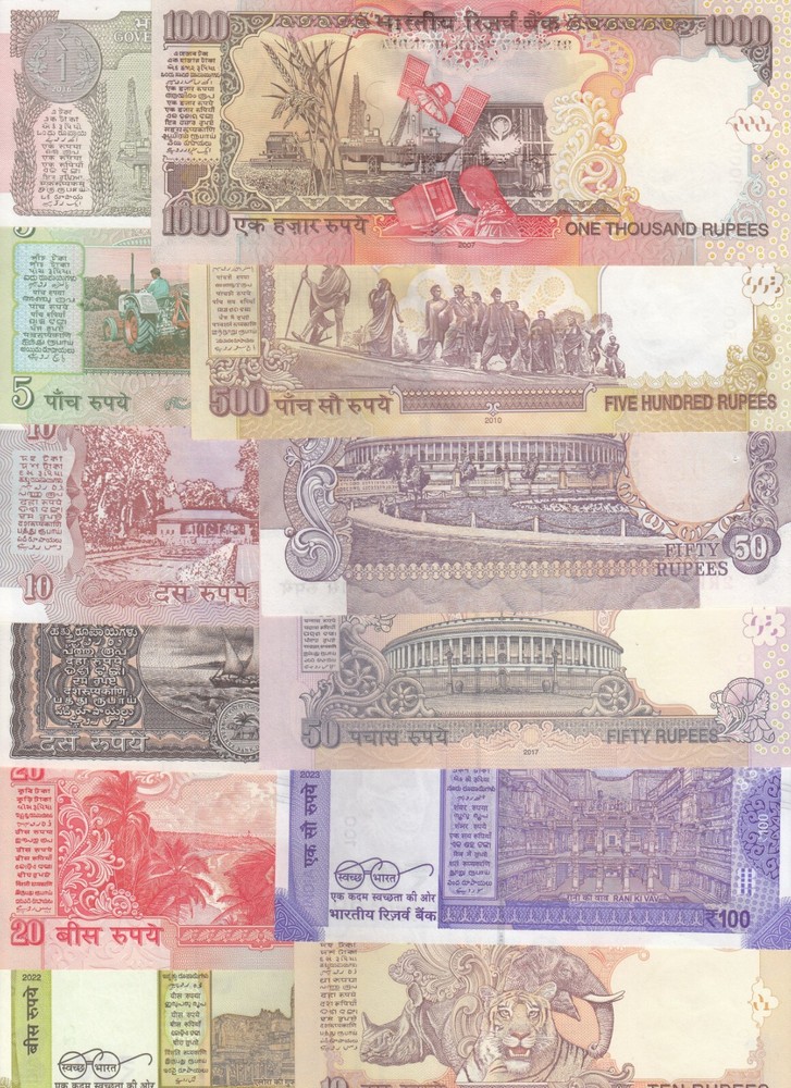 India, Set of 12, All Different Issues Random Year & Sign, UNC