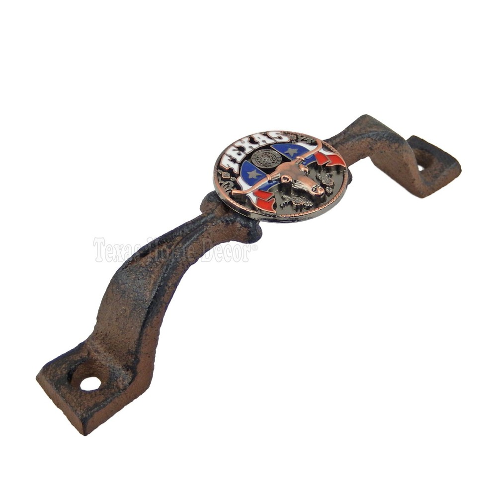 Rustic Handle Texas Flag Longhorn Door Drawer Pull Rustic Cast Iron Cabinet