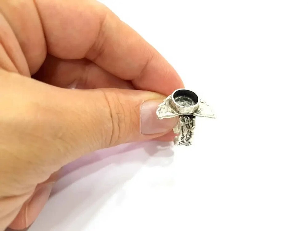 Silver Ring Setting Resin Blank Cabochon Base inlay Ring Mounting Adjustable