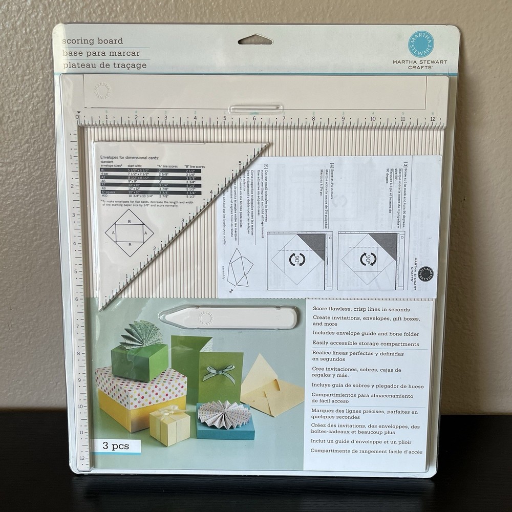 Martha Stewart Crafts Scoring Board Envelope Tool 3pc Card Making Set 12”