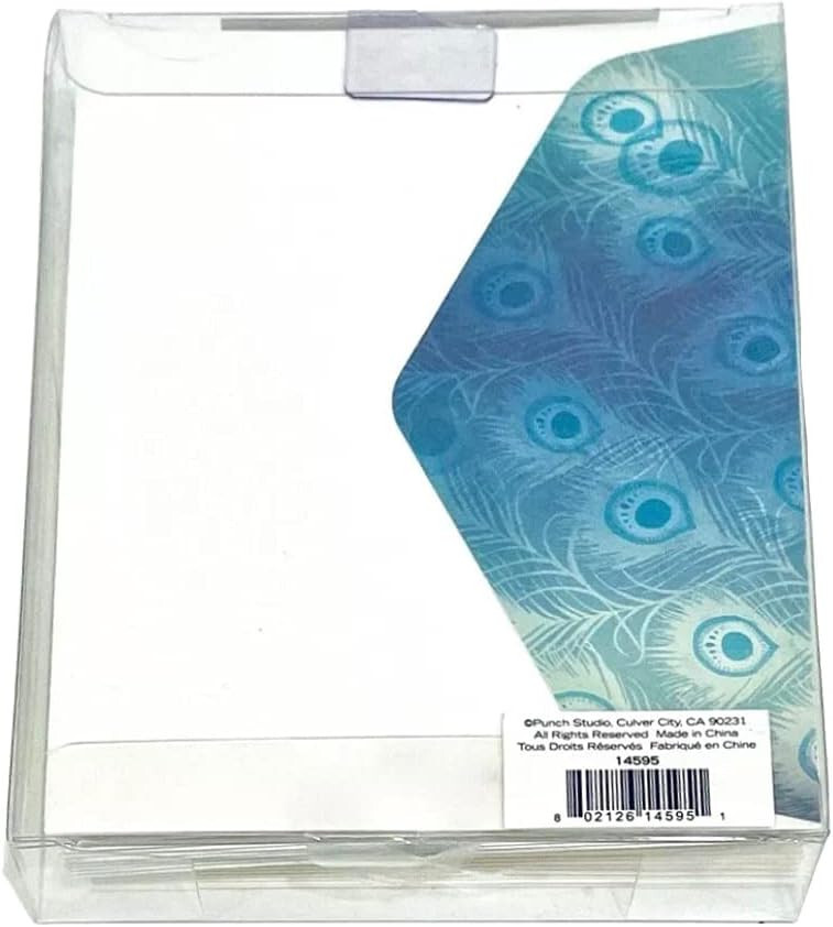 Studio oh Peacock feather blank notecards embossed gold 10 pack decorative