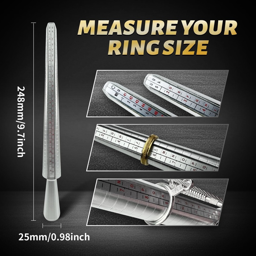 Ring Sizer Mandrel Measuring Tool Sizing Gauge Sizers metallic color