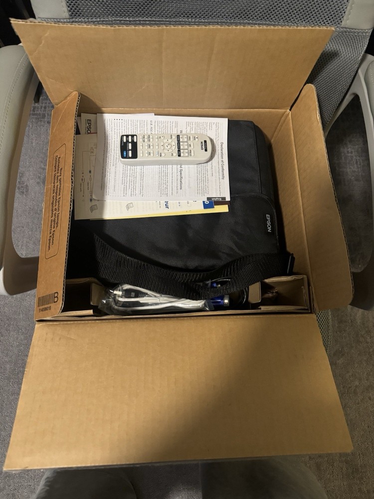 Epson PowerLite White Projector with Remote and Carrying Case