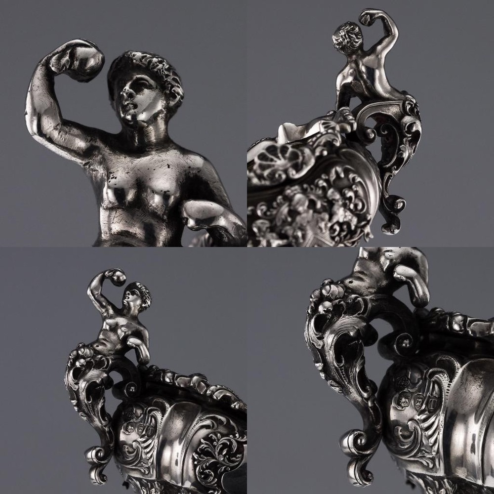 Antique 19thC Victorian Solid Silver MAGNIFICENT Figural Salt Carrington c. 1894