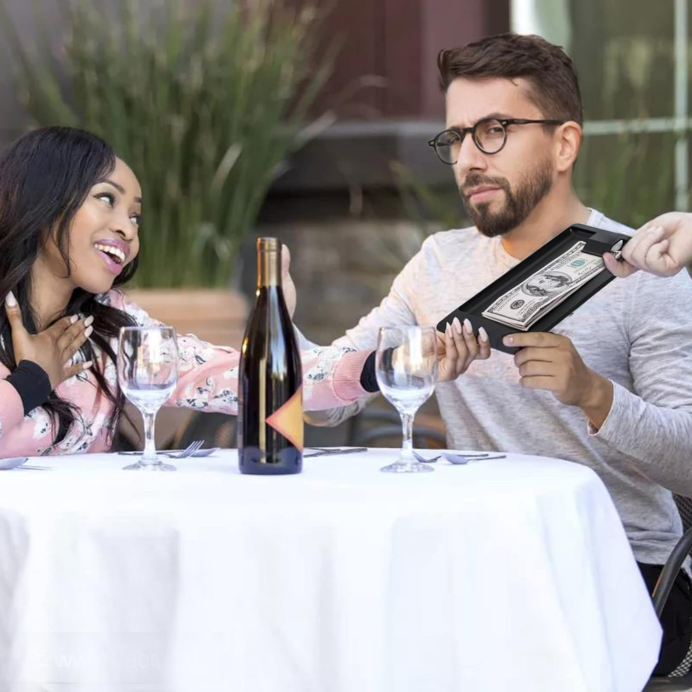 20 Pack Check Holders Black Plastic Tip Trays Restaurant Check Presenters