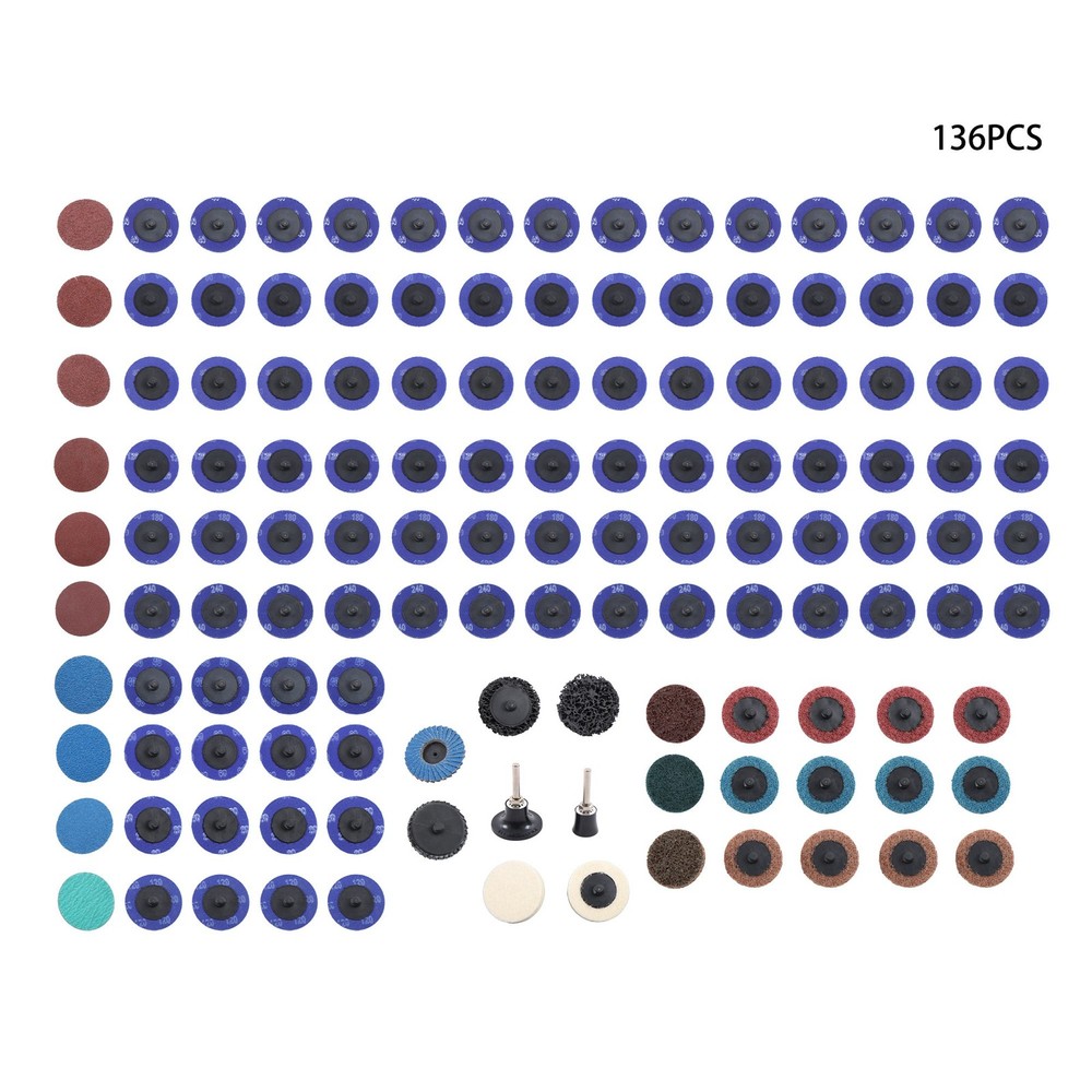 136 Pack Torque Sand Discs Set 2 Inch Sanding Discs with 1/4 Inch Roll Lock