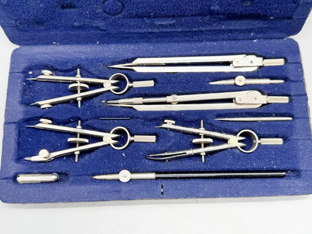 VINTAGE ECO BRA DRAFTING COMPASS SET IN CASE TECHNICAL DRAWING INSTRUMENT KIT